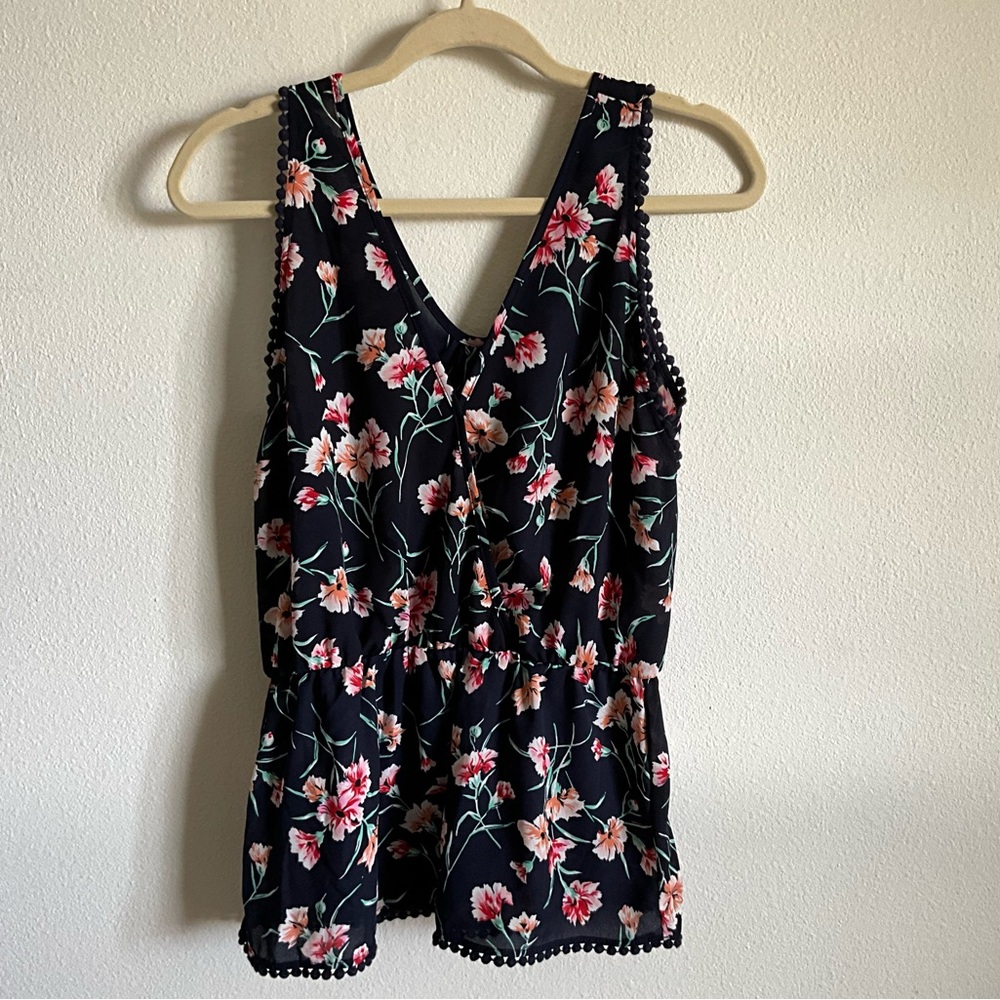 Sienna Sky Black and Pink Floral Blouse Small